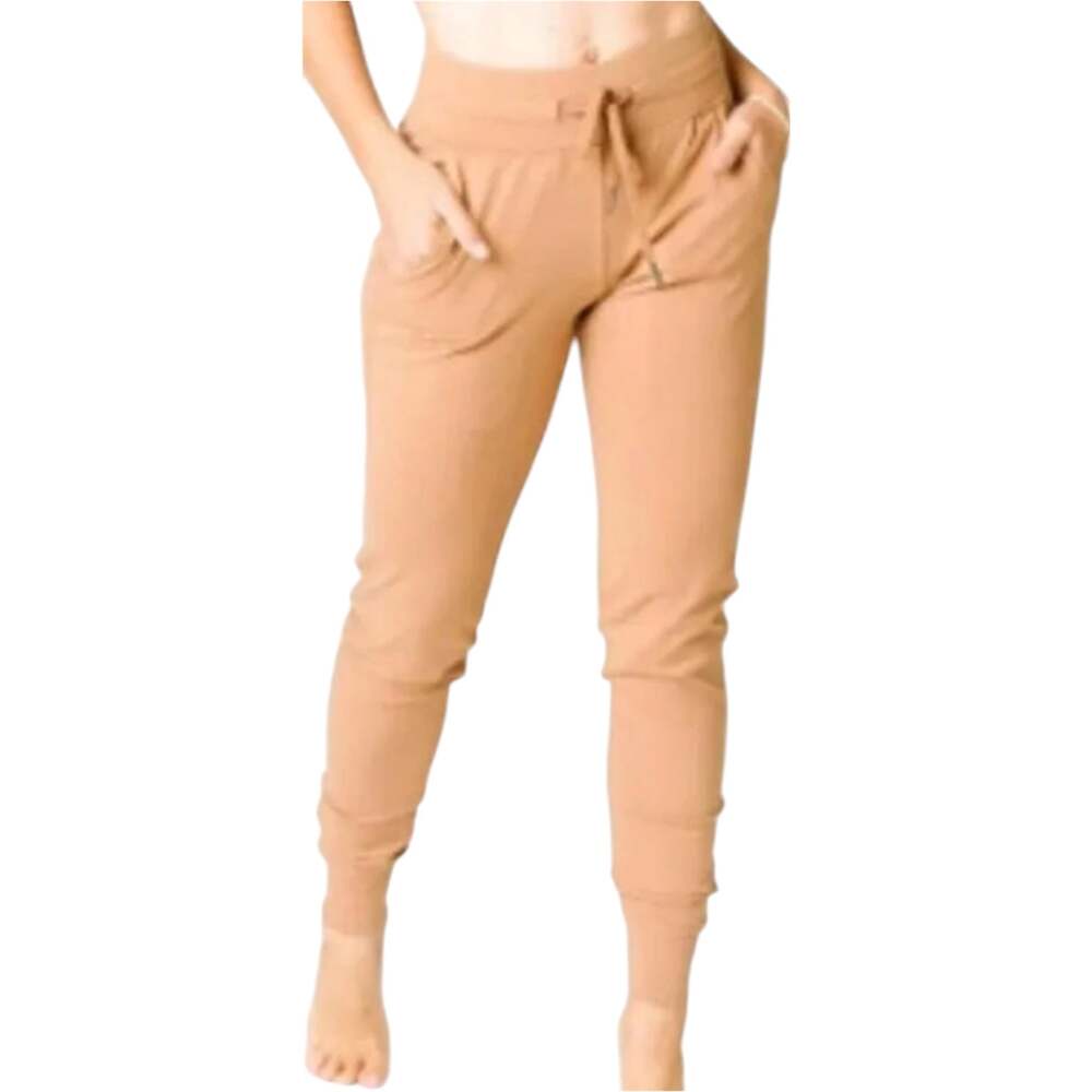 Zyia Active Ascend Jogger Pant High Rise Drawstring Pocket Wicking Camel Tan M